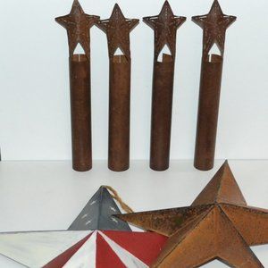 6 Pieces American Decor Set Candle Covers Stars Vintage Look Home And Ho…